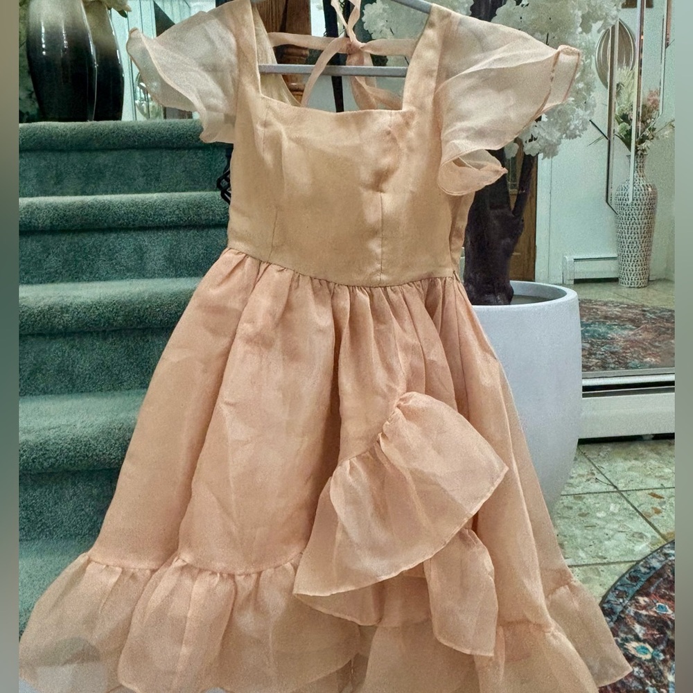 Elegant Pink Ruffle Prom Dress - Square Neck - Picture 2 of 11